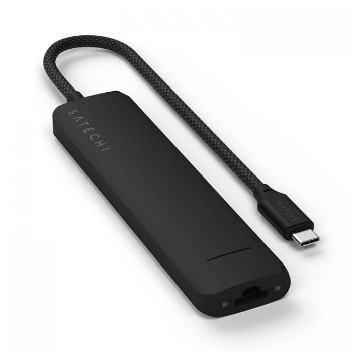 Satechi - Satechi 7-i-1 HUBB USB-C Slim Multiport Adapter med Ethernet - Svart