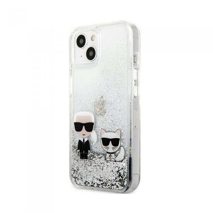 KARL LAGERFELD - Karl Lagerfeld iPhone 13 Pro Max Skal - Flytande Glitter, Silver