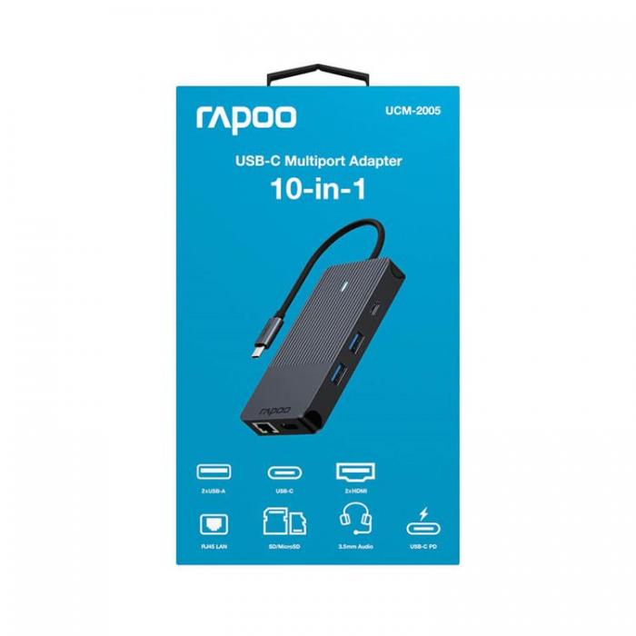 Rapoo - RAPOO Multiport UCM-2005 10-i-1 USB-C-Adapter