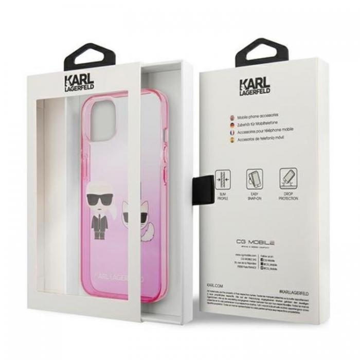 KARL LAGERFELD - Karl Lagerfeld iPhone 13 mini Skal Gradient Ikonik Karl & Choupette - Rosa