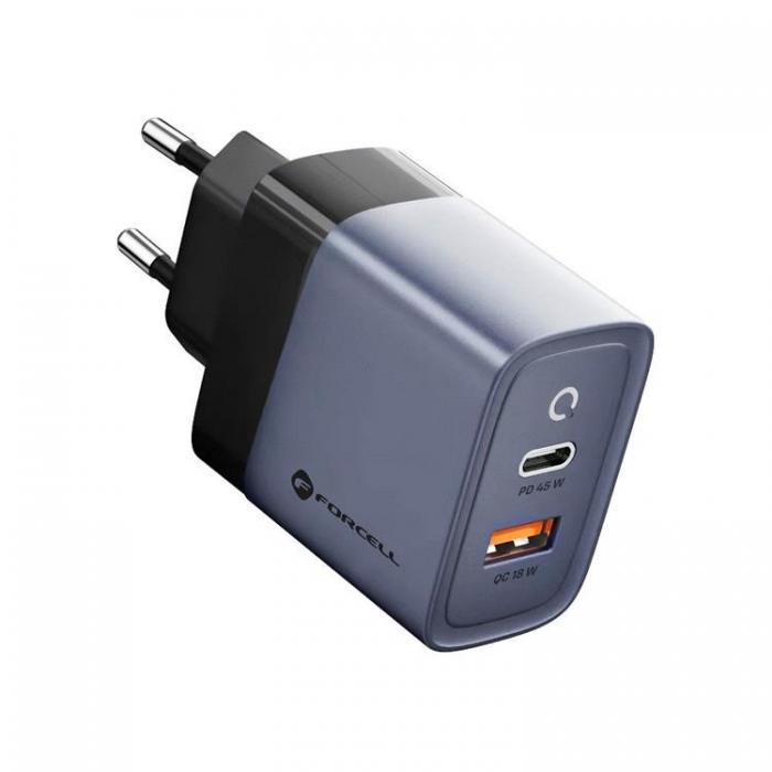 Forcell - Forcell F-Energy Vggladdare GaN 45W 1xUSB-C 1xUSB-A 4A PD QC 4.0