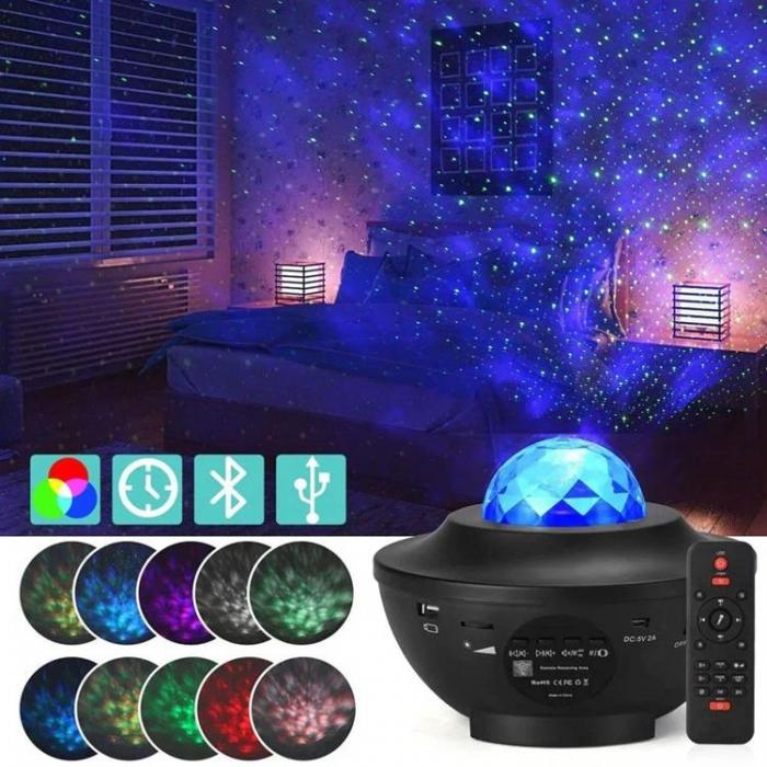 OEM - Projektor STARS LED / Disco med bluetooth hgtalare - Vit