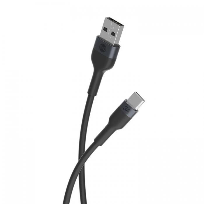 Forever - Forever Flexible USB-C till USB-A kabel 1m 3A - Svart