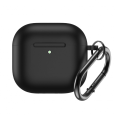 A-One Brand - Airpods 4 Skal Silikon med Carabiner - Svart