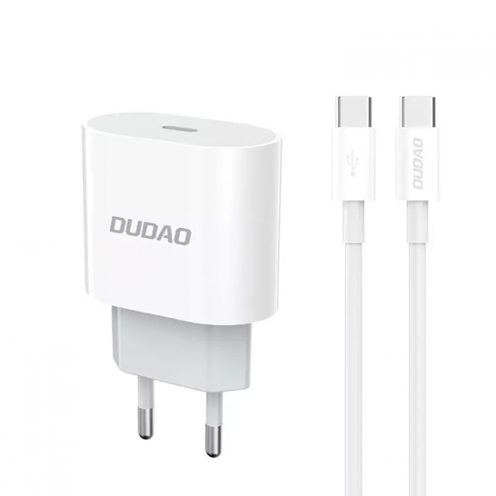 Dudao - Dudao Vggladdare USB-C 20W med USB-C Kabel PD Vit