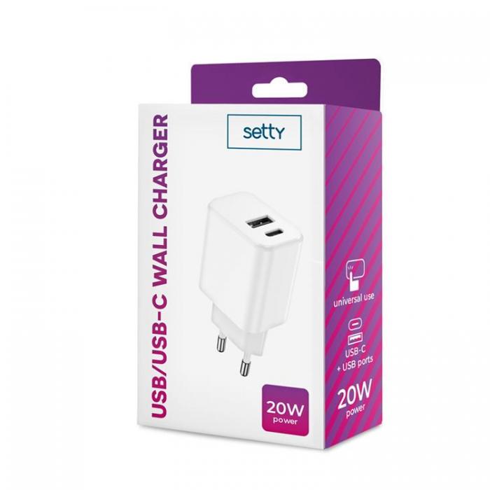 Setty - Setty Snabbladdare USB Till USB-C 20W 3A - Vit