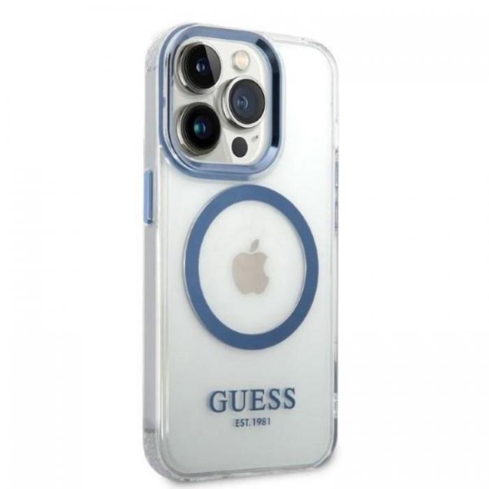 Guess - GUESS iPhone 14 Pro Skal Magsafe Metal Outline - Bl