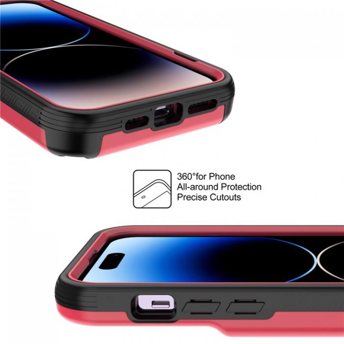 A-One Brand - iPhone 14 Pro Skal Korthllare Mirror Kickstand - Rd