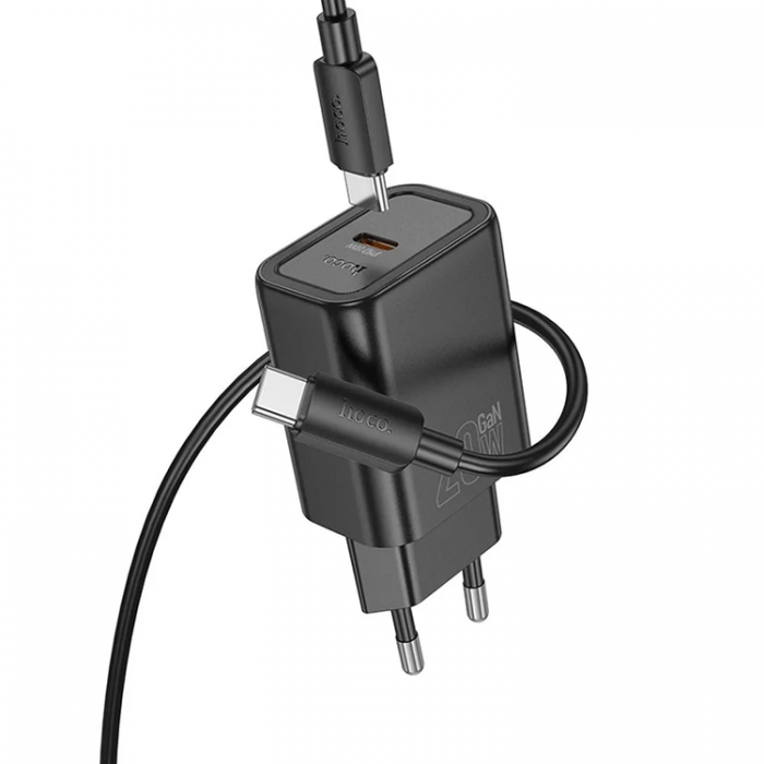 Hoco - Hoco Vggladdare Type C Plus USB-C Till USB-C Kabel 20W - Svart