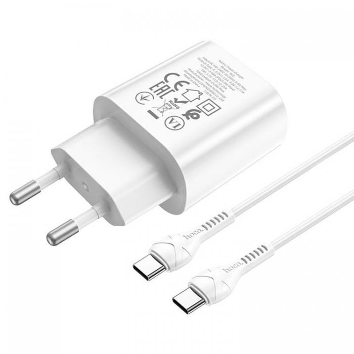 Hoco - Hoco Vggladdare USB-C Med USB-C Kabel - Vit