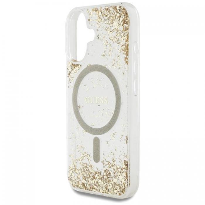 Guess - Guess iPhone 16 Mobilskal MagSafe HC Resin Bottom Glitter - Guld