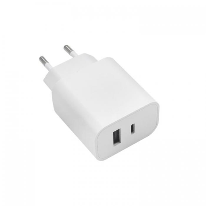 Maxlife - Maxlife Vggladdare 1x USB-C 1x USB 20W MXTC-06 - Vit