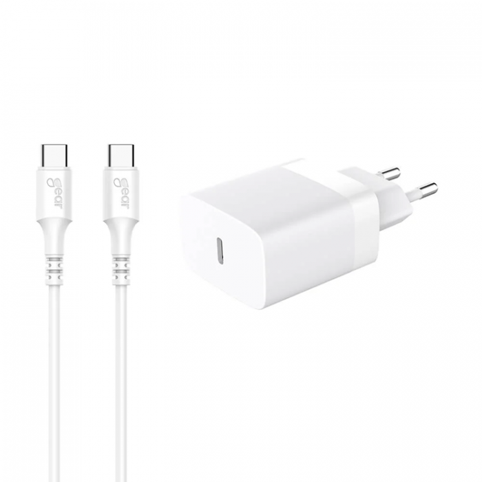 GEAR - Gear Snabbladdare 220V 1xUSB-C PD/PPS 30W + Kabel USB-C - Vit