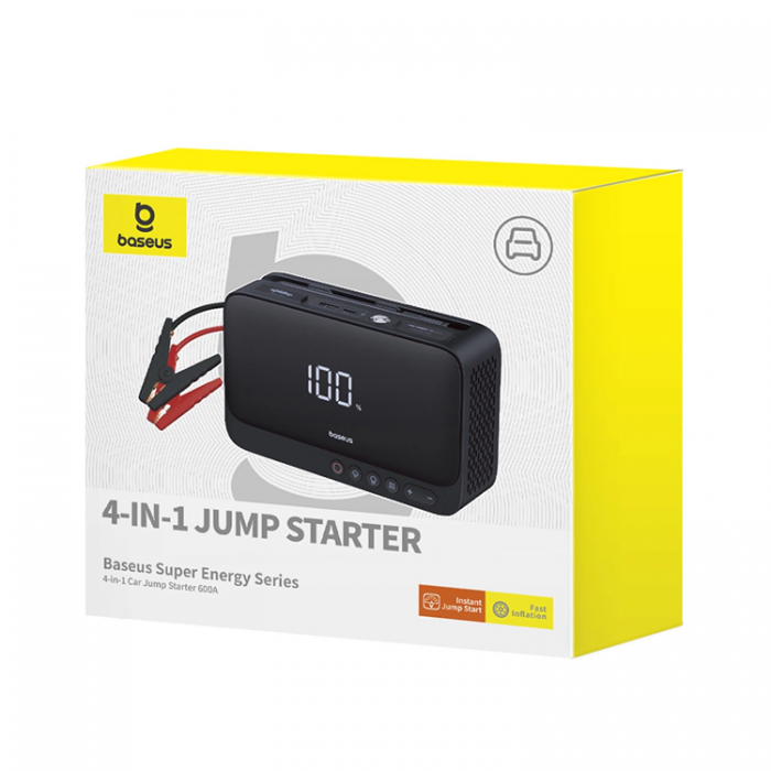 BASEUS - Baseus 4in1 Jump Starter 600A Powerbank 6000mAh Compressor, Flashlight