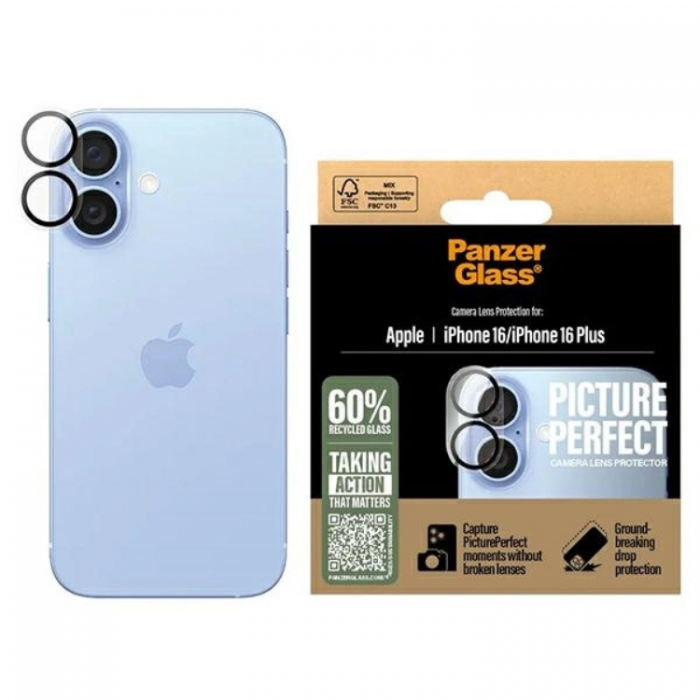 PanzerGlass - PanzerGlass iPhone 16 Pro/16 Pro Max Kameralinsskydd Hrdat Glas