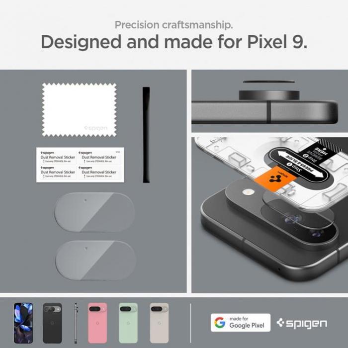 Spigen - [2-Pack] Spigen Google Pixel 9 Kameralinsskydd Hrdat Glas Optik.Tr