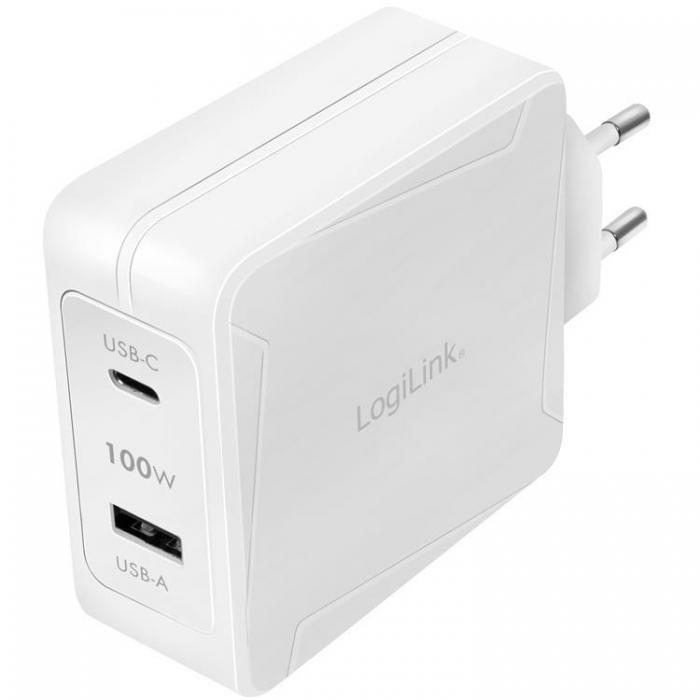 LogiLink - LOGILINK PD USB-Vggladdare 1 x USB-C/1 x USB-A 100W GaN