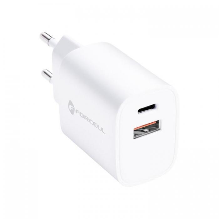 Forcell - Forcell Snabbladdare 35W 1xUSB-C 1xUSB-A PD QC4.0 3A F-Energy - Vit