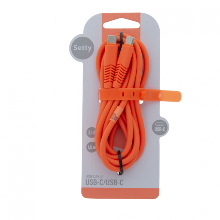 Setty - Setty USB-C Till USB-C Kabel 1.5 m 2.1A KSC-C-1.5210 - Orange