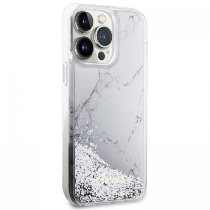 Guess - Guess iPhone 14 Pro Max Mobilskal Liquid Glitter Marble - Vit