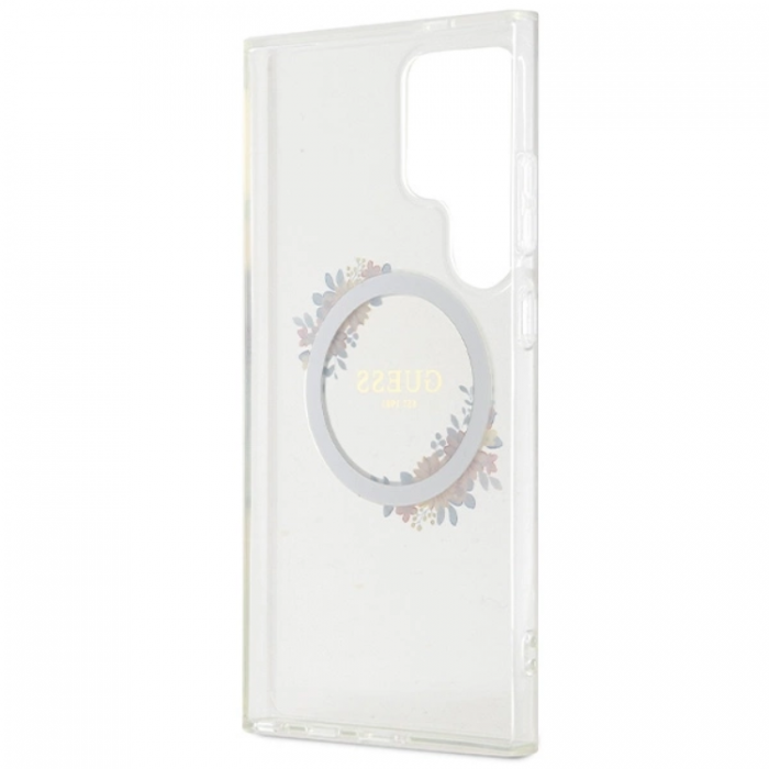 Guess - Guess Galaxy S24 Ultra Mobilskal Magsafe IML Flowers Wreath - Clear