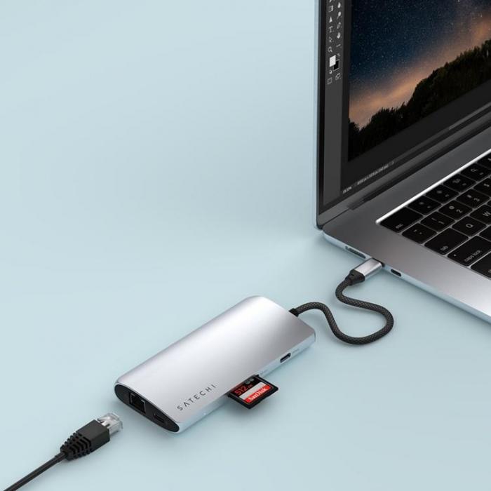 Satechi - Satechi USB-C Multiport HUB 8K med Ethernet V3 - Silver