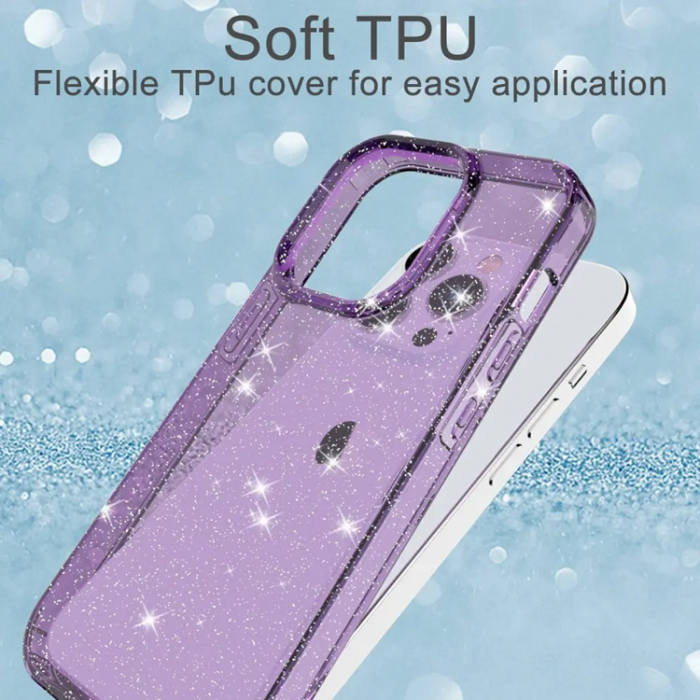 Taltech - iPhone 14 Pro Max Mobilskal Glitter Powder - Transparent Lila