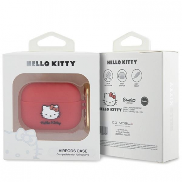 Hello Kitty - Hello Kitty AirPods Pro Skal Silikon Kitty Head - Rd