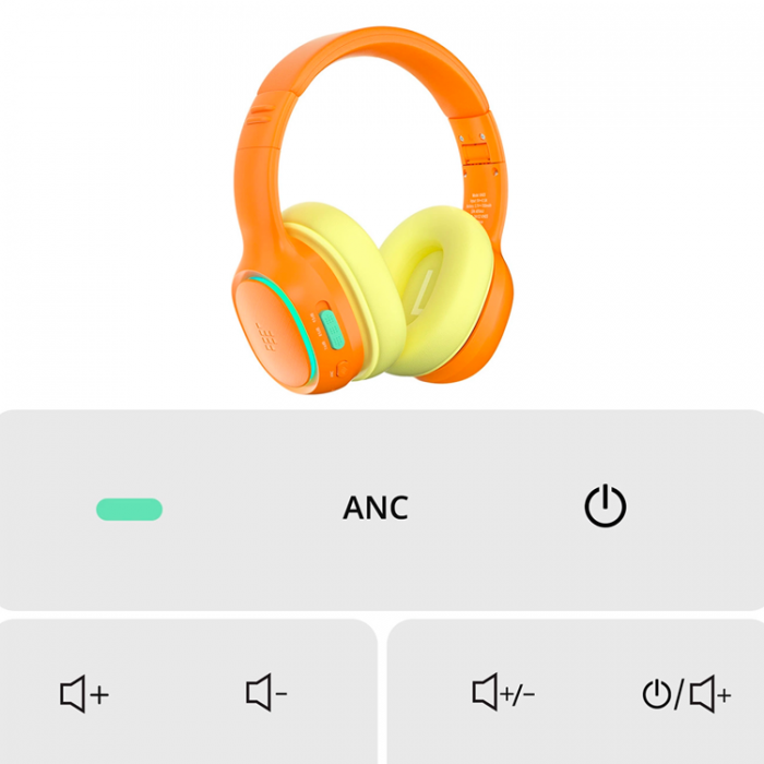 Tronsmart - Tronsmart Over-Ear Trdlsa Hrlurar ANC till Barn Safe KH03 - Orange