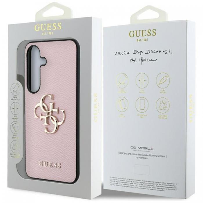 Guess - Guess Galaxy S25 Ultra Mobilskal Grained Big 4G Logo Small Classic - Rosa