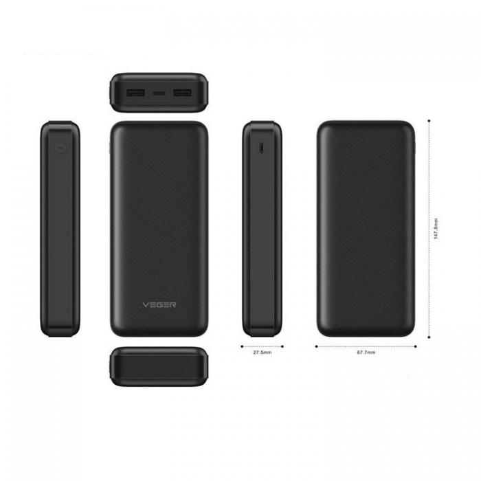 Veger - VEGER Powerbank 20000 mAh 2A A20 - Svart