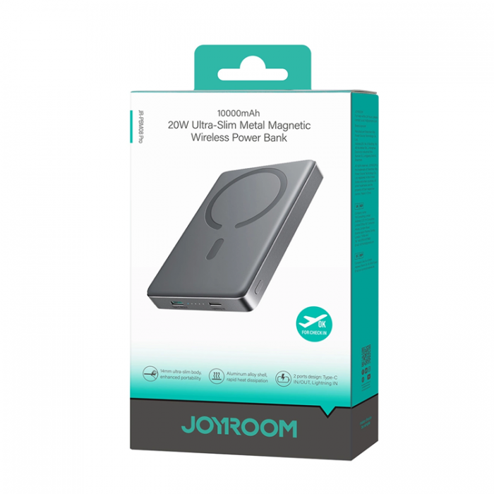 Joyroom - Joyroom Magnetisk Trdls Powerbank 10000 mAh USB-C - Gr