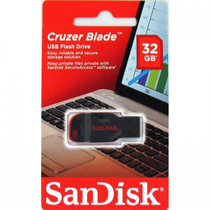 Sandisk - SanDisk USB-minne 32GB 2.0 Blade - Svart