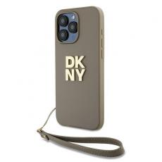 DKNY - DKNY iPhone 15 Pro Mobilskal Wrist Strap Stock Logo - Beige