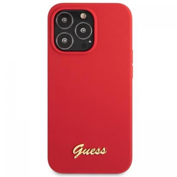 Guess - Guess iPhone 13 Pro Max Mobilskal Silicone Script Gold Logo - Rd