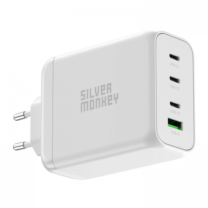 Silver Monkey - Silver Monkey SMA153 200W GaN-laddare 3xUSB-C PD USB-A QC 3.0