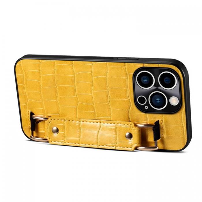 A-One Brand - iPhone 14 Pro Skal Korthllare Crocodile - Gul