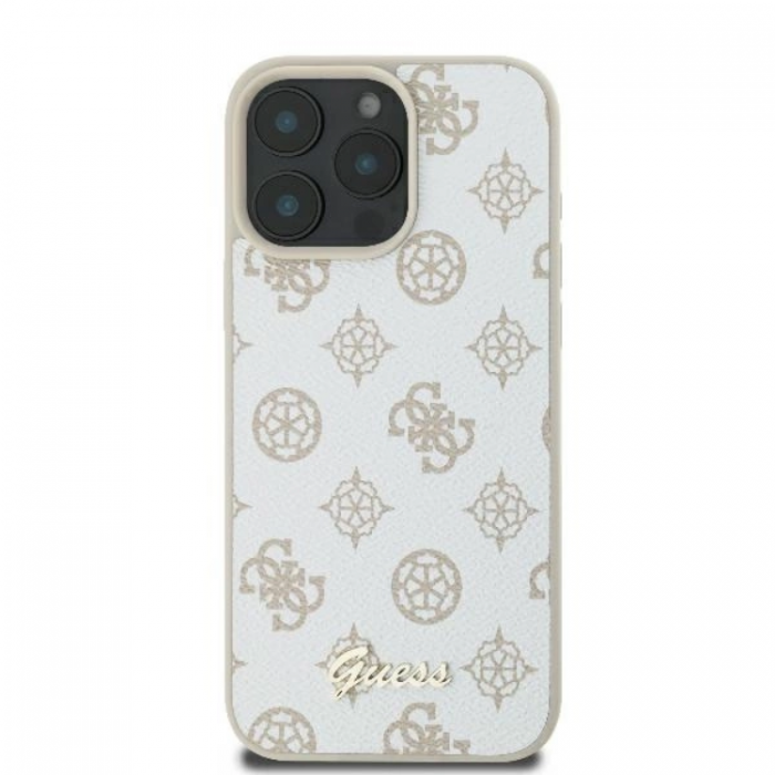 Guess - Guess iPhone 16 Pro Mobilskal MagSafe Peony Script Logo - Vit