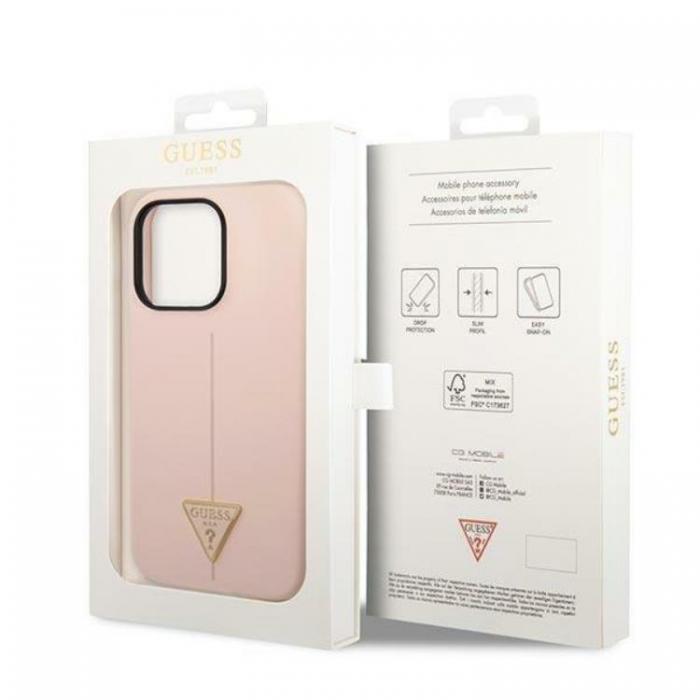 Guess - GUESS iPhone 14 Pro Max Skal Silicone Triangle - Rosa