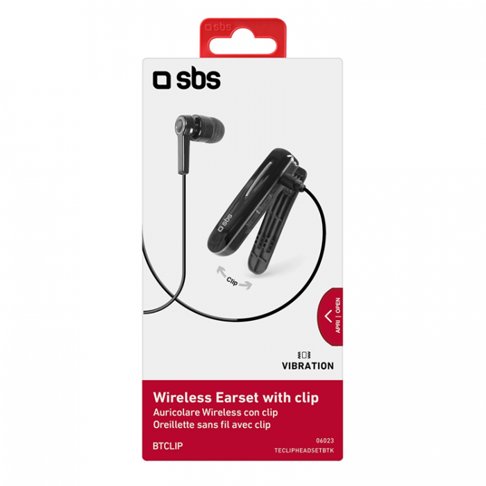 SBS - SBS In-Ear Trdlsa Hrlurar med Clip - Svart