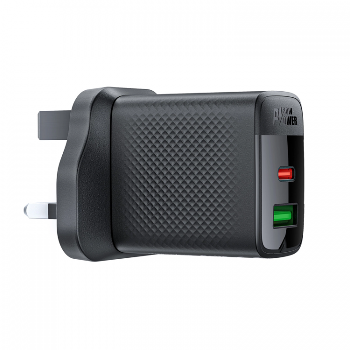 Acefast - Acefast Snabbladdare 30W GaN USB-C USB-A (UK) - Svart