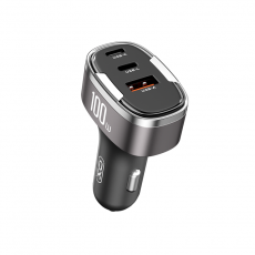 XO - XO Billaddare USB-C/USB-A/Lightning 100W PD QC 3.0 - Grå