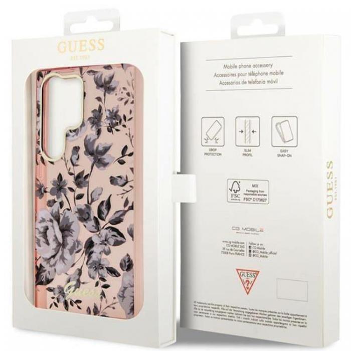 Guess - Guess Galaxy S23 Ultra Mobilskal Flower Collection - Rosa