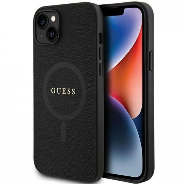 Guess - Guess iPhone 15 Mobilskal Magsafe Saffiano - Svart