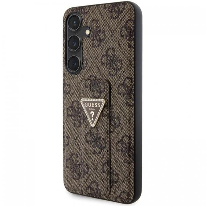 Guess - Guess Galaxy S24 Mobilskal Grip Stand Triangle Strass - Brun