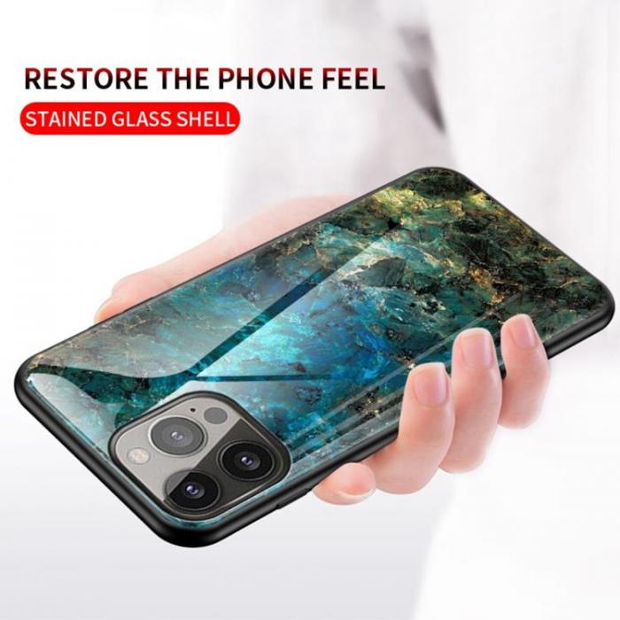 A-One Brand - Anti-Scratch Hrdat Glas Skrmskydd iPhone 13 Pro Max - Svart Marble