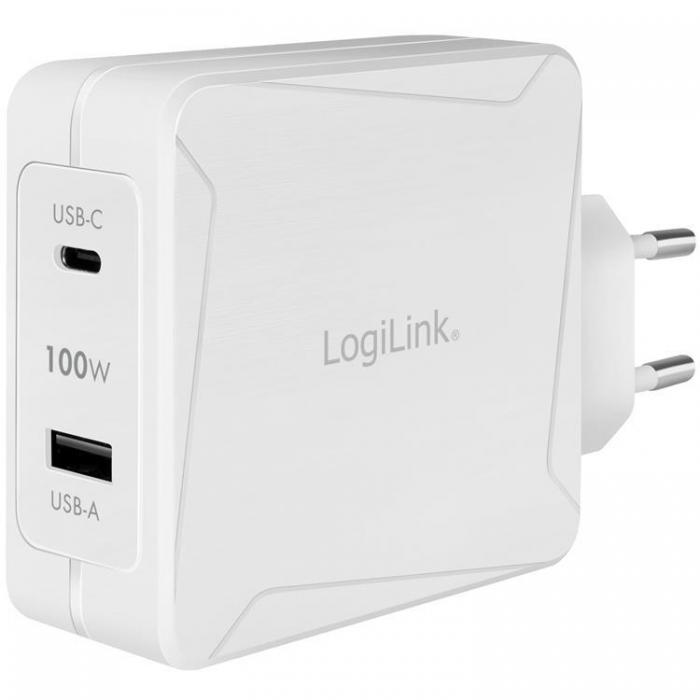 LogiLink - LOGILINK PD USB-Vggladdare 1 x USB-C/1 x USB-A 100W GaN