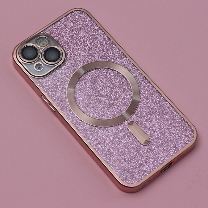 A-One Brand - iPhone 15 Pro Max Mobilskal MagSafe Glitter Chrome - Rosa