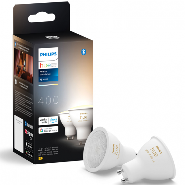 Philips - Philips Hue White Ambiance GU10 400lm 2-pack