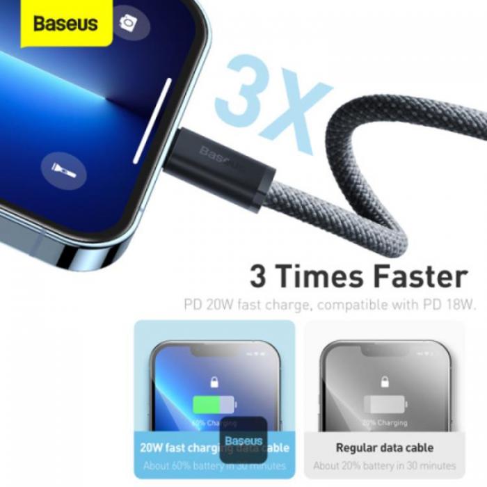 BASEUS - Baseus USB-C Till Lightning Kabel 20W 1m Dynamic PD - Svart